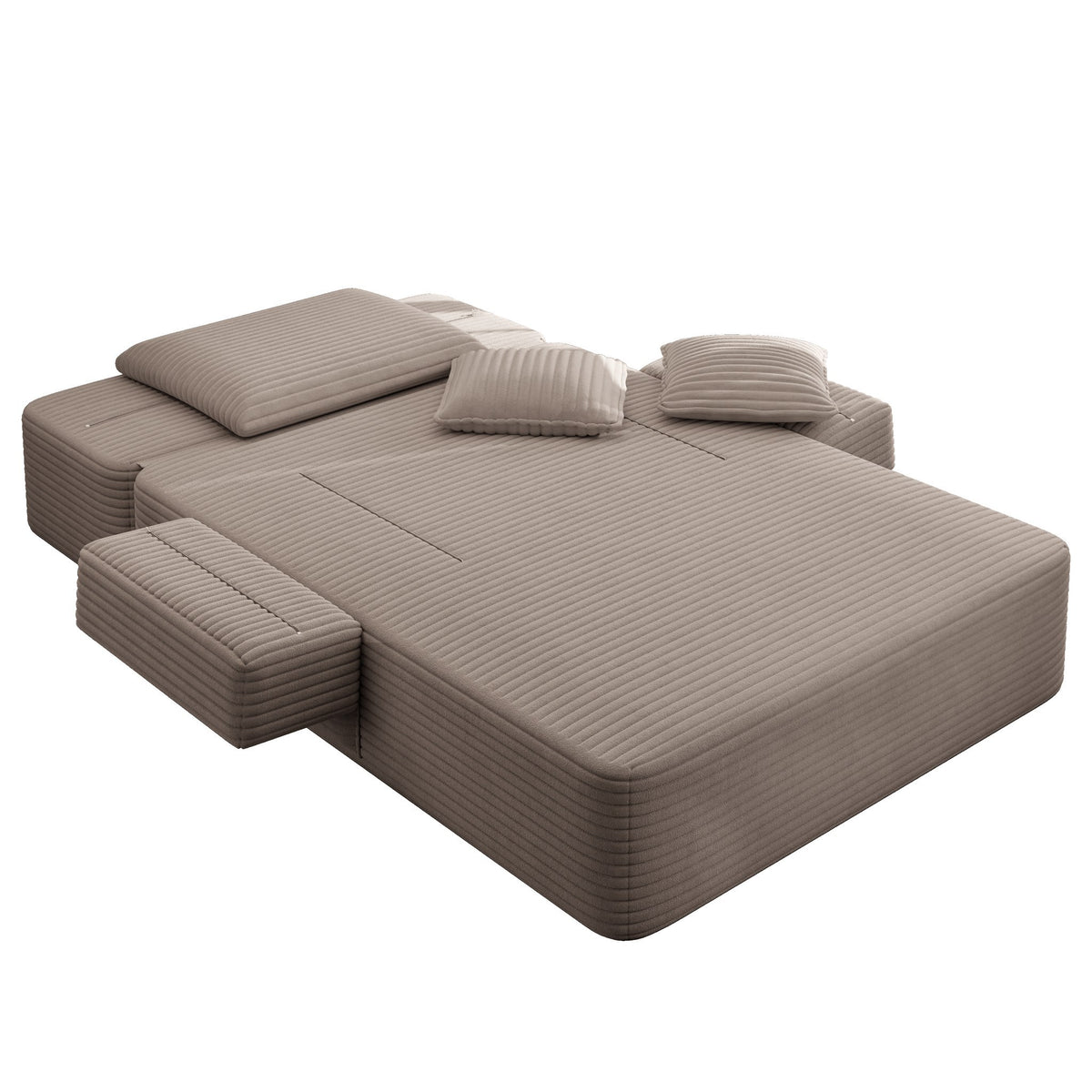 Coffee fabric boneless couch, 1 piece, straight-on studio view — Coffee / 1 Piece