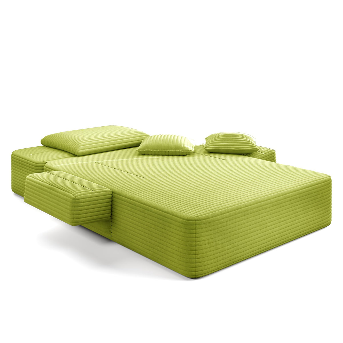 Green fabric boneless couch, 1 piece, straight-on studio view — Green / 1 Piece