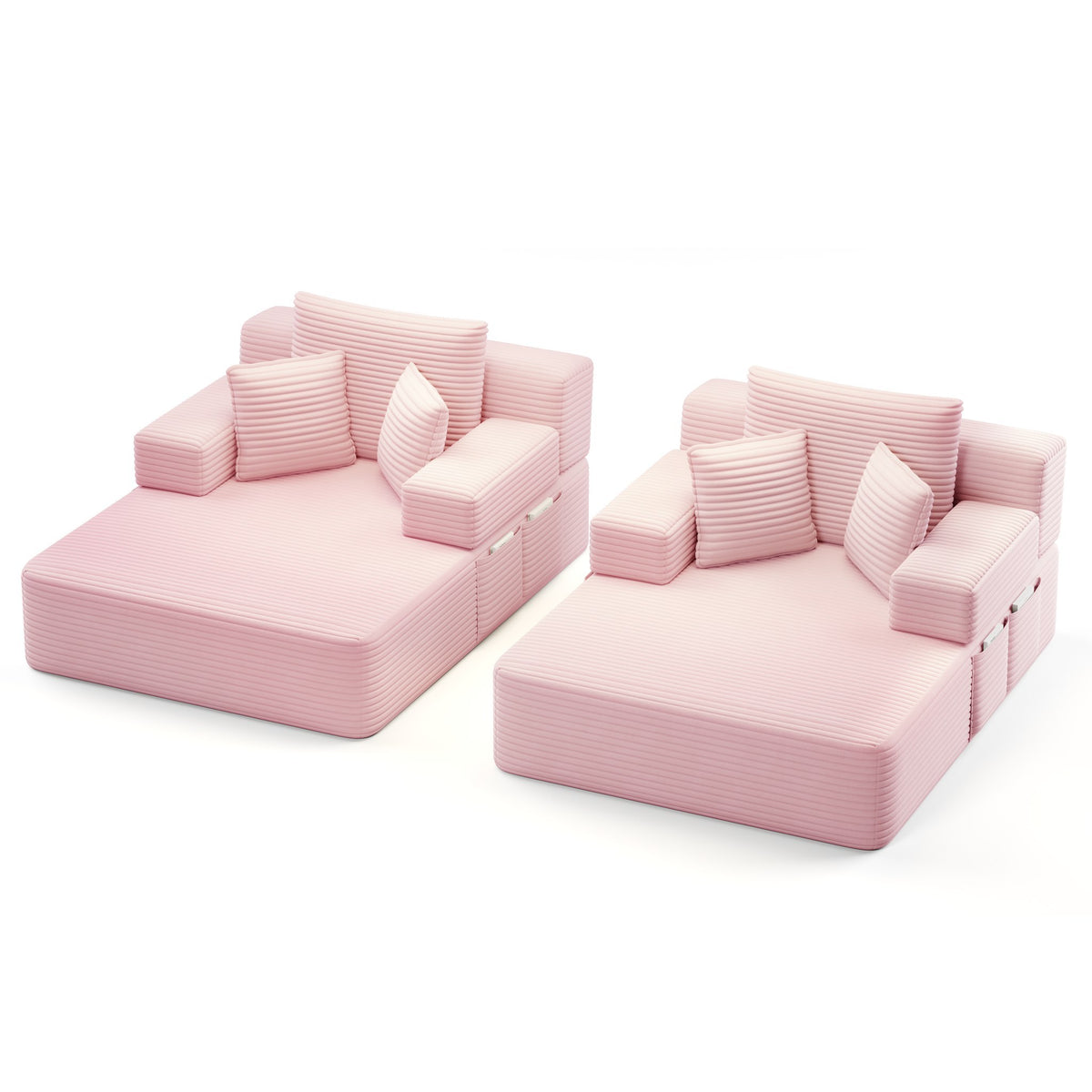 Baby Pink fabric boneless couch, 2 piece, studio shot on white — Baby Pink / 2 Piece