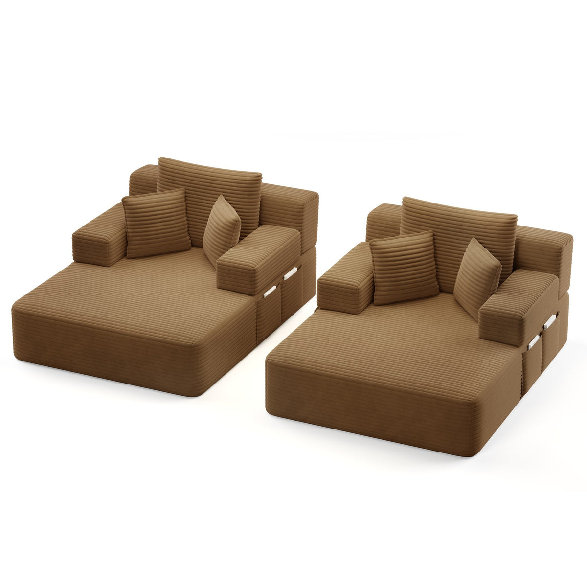 Camel fabric boneless couch, 2 piece, studio shot on white — Camel / 2 Piece