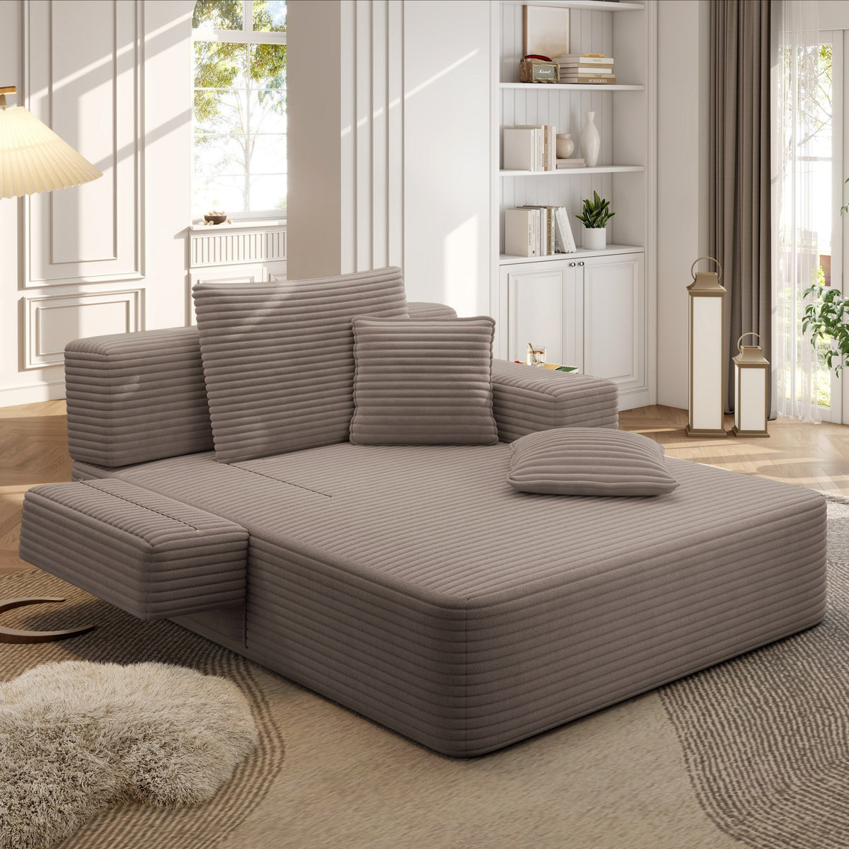 Coffee fabric boneless couch, 2 piece, shown in a furnished room set — Coffee / 2 Piece