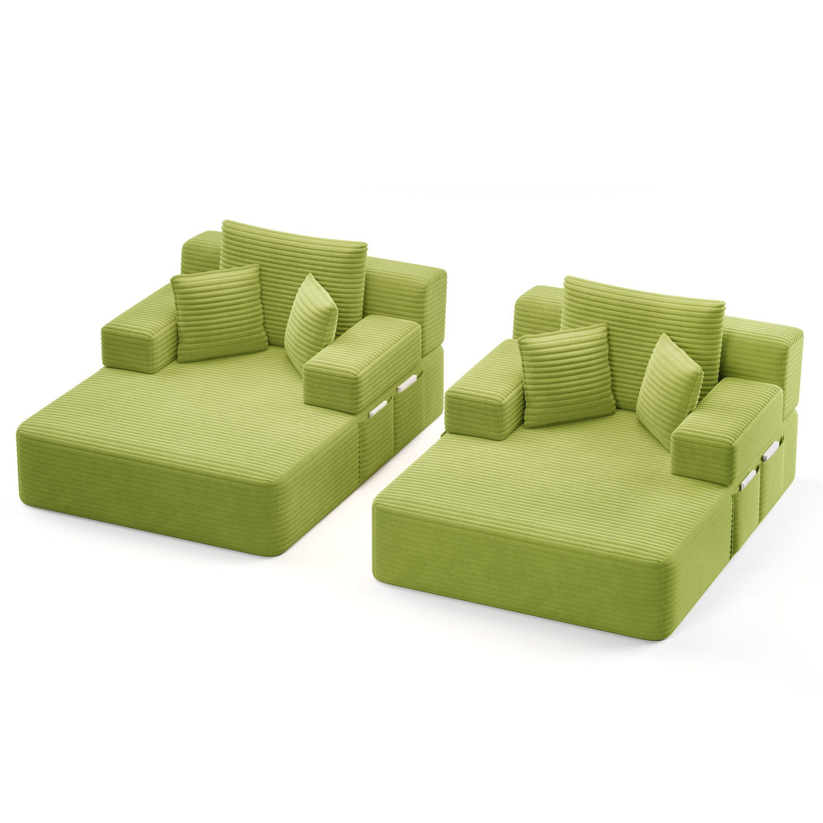 Green fabric boneless couch, 2 piece, studio shot on white — Green / 2 Piece
