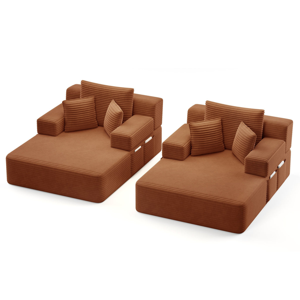 Orange fabric boneless couch, 2 piece, studio shot on white — Orange / 2 Piece