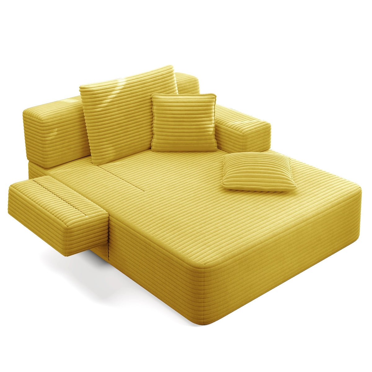Yellow fabric boneless couch, 2 piece, straight-on studio view — Yellow / 2 Piece