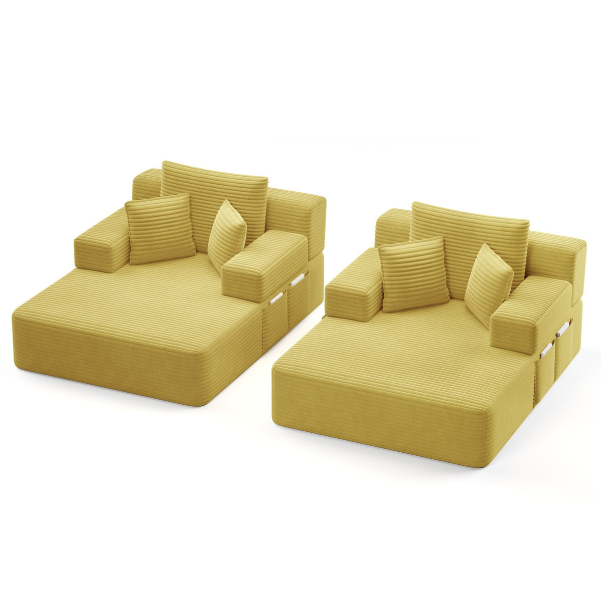 Yellow fabric boneless couch, 2 piece, studio shot on white — Yellow / 2 Piece