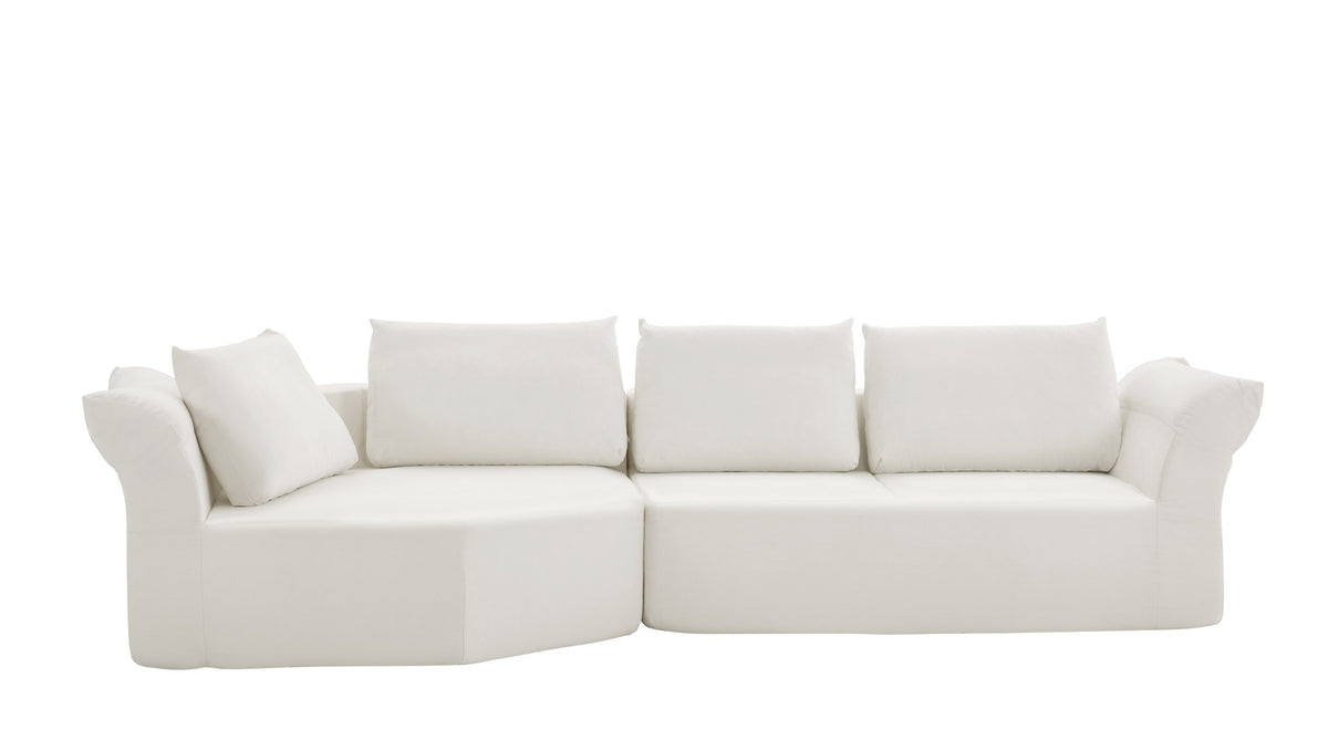 Fabric Boneless Couch — 4-Seat — Beige