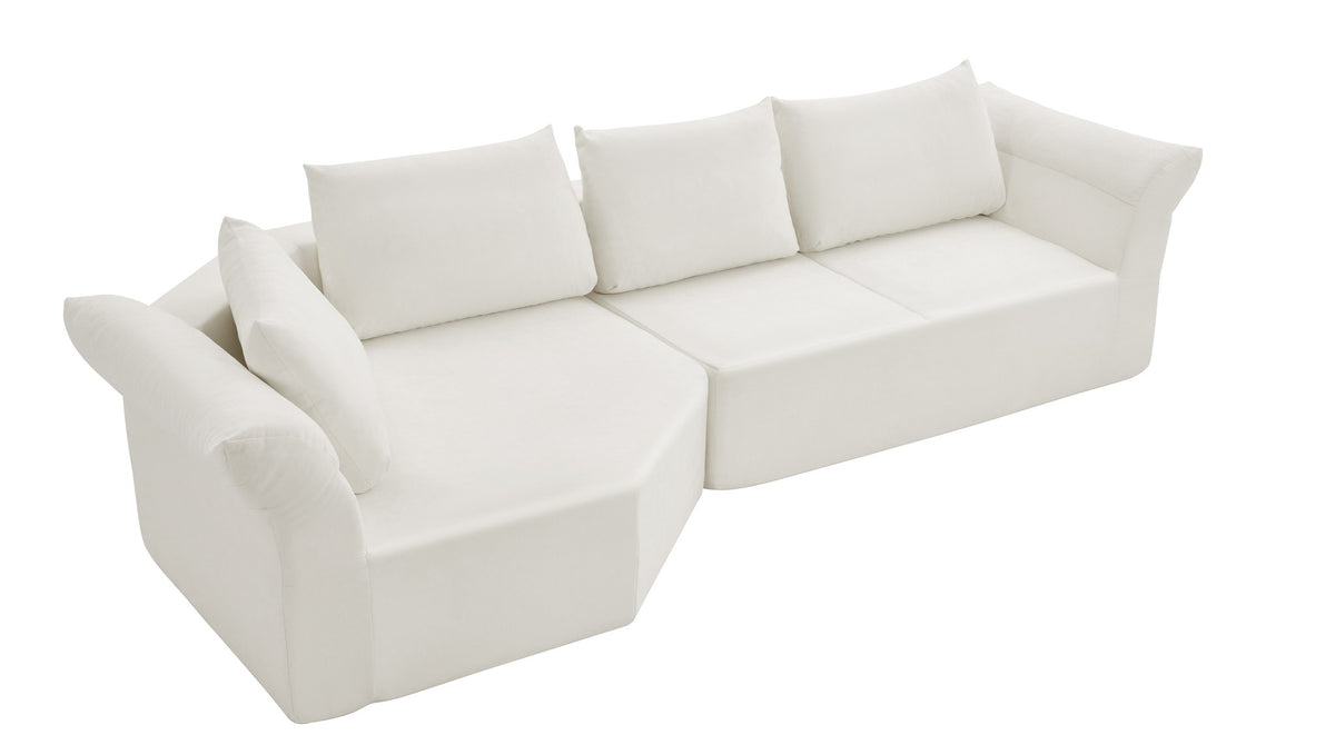 Fabric Boneless Couch — 4-Seat — Beige