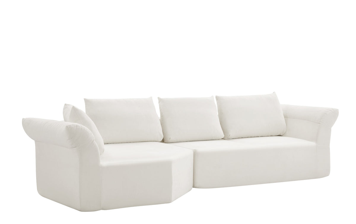 Fabric Boneless Couch — 4-Seat — Beige