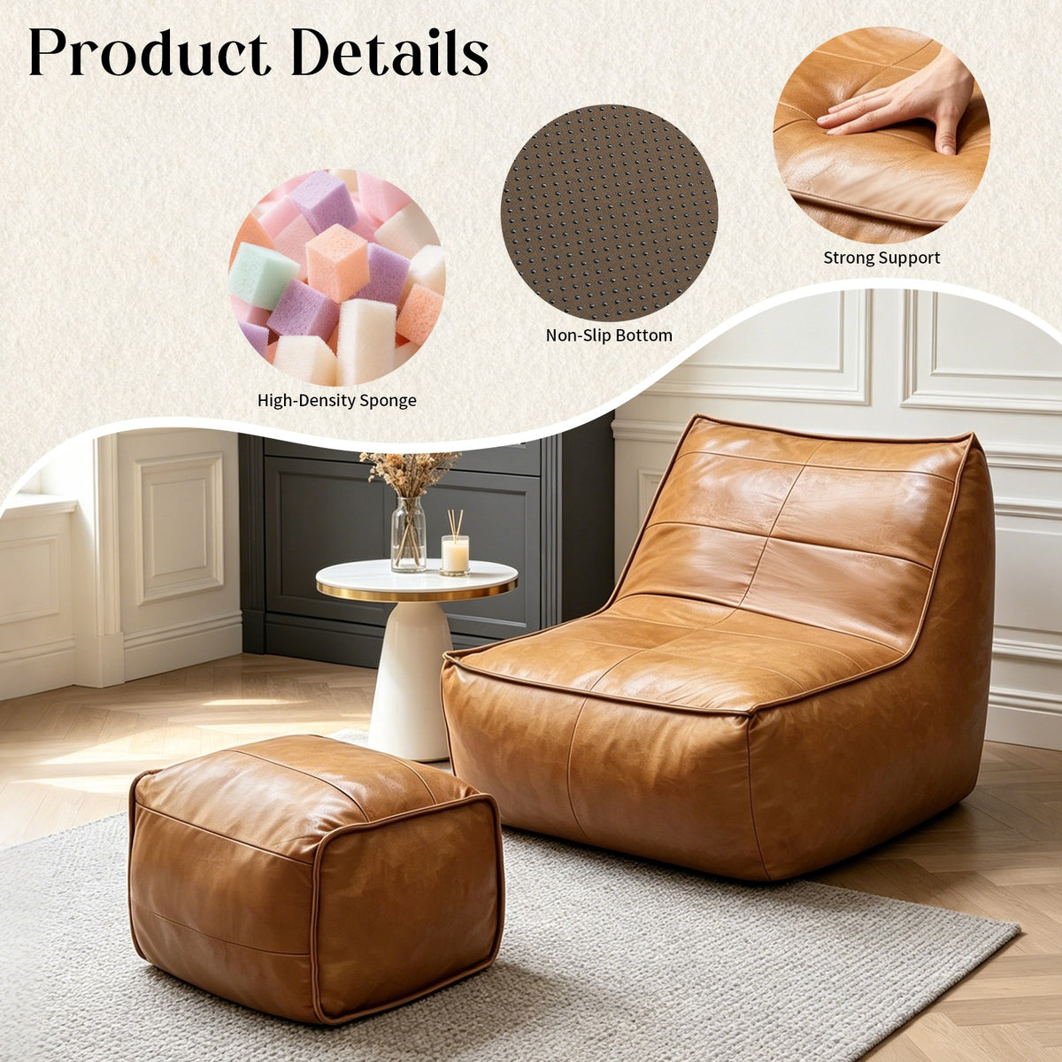 Fabric Boneless Lounge Chair — 1-Seat, 32"W — Brown
