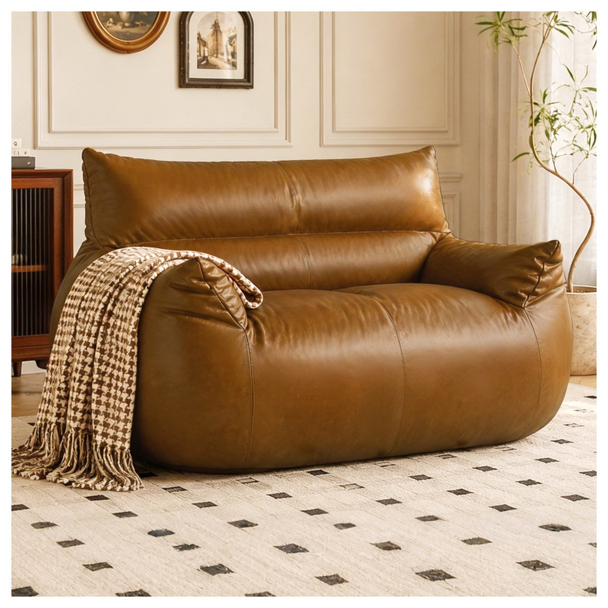 Fabric Boneless Lounge Chair — 1-Seat, 53"W — Brown