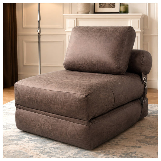 Fabric Boneless Lounge Chair — 1-Seat — Brown
