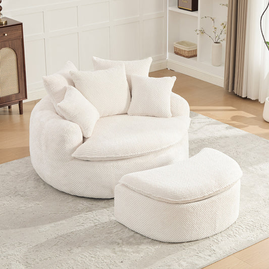 Fabric Boneless Lounge Chair — 1-Seat (Style 2) — Beige