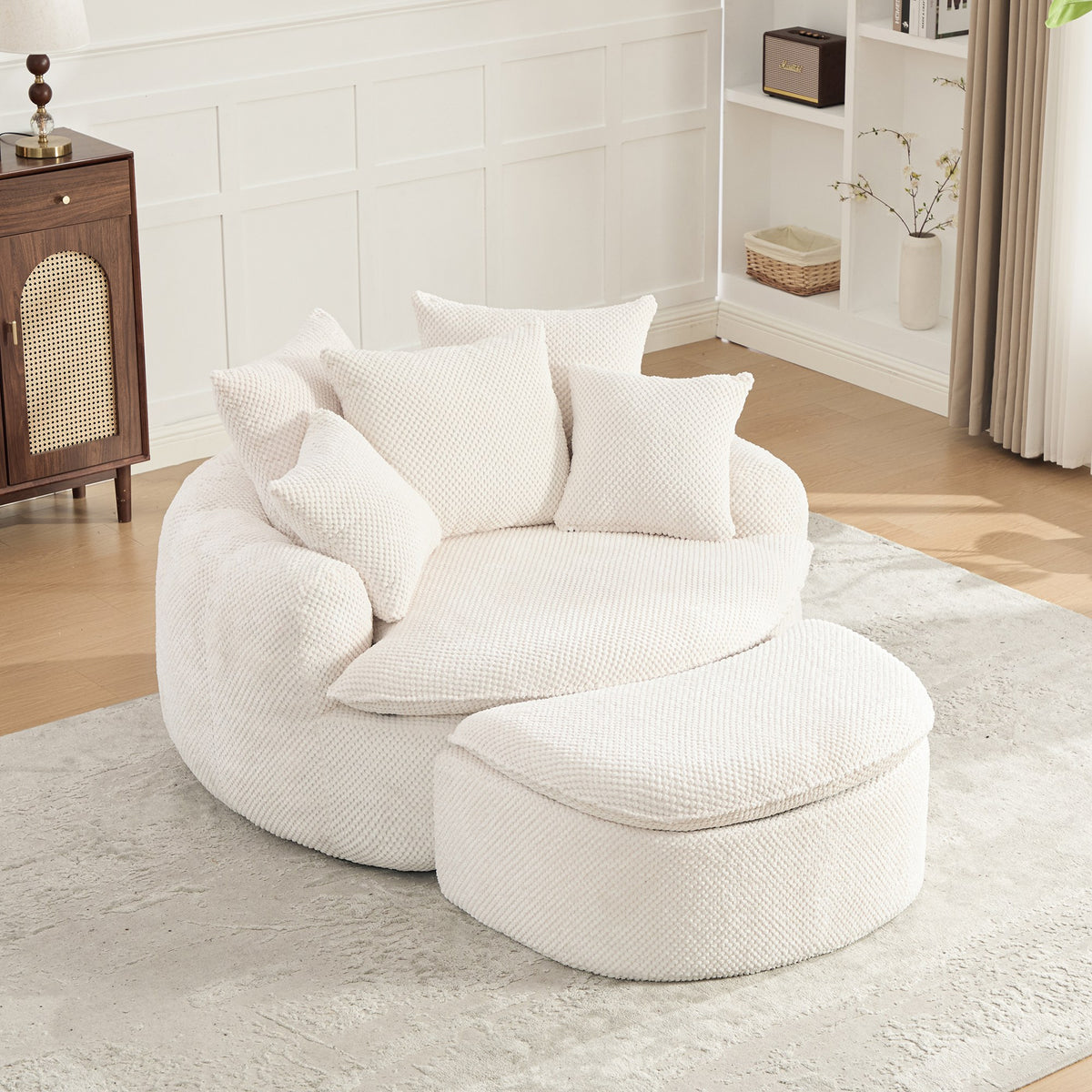 Fabric Boneless Lounge Chair — 1-Seat (Style 2) — Beige