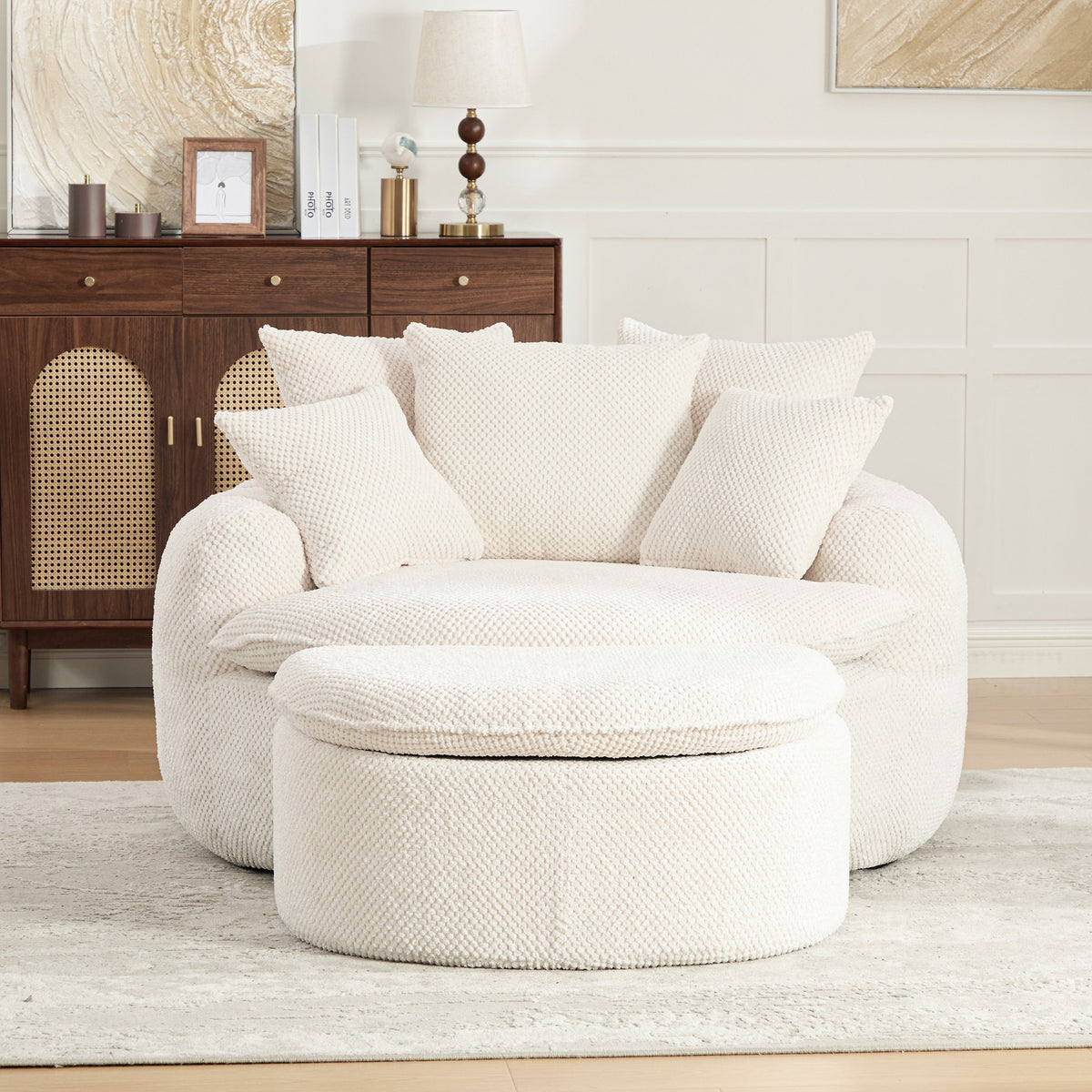 Fabric Boneless Lounge Chair — 1-Seat (Style 2) — Beige