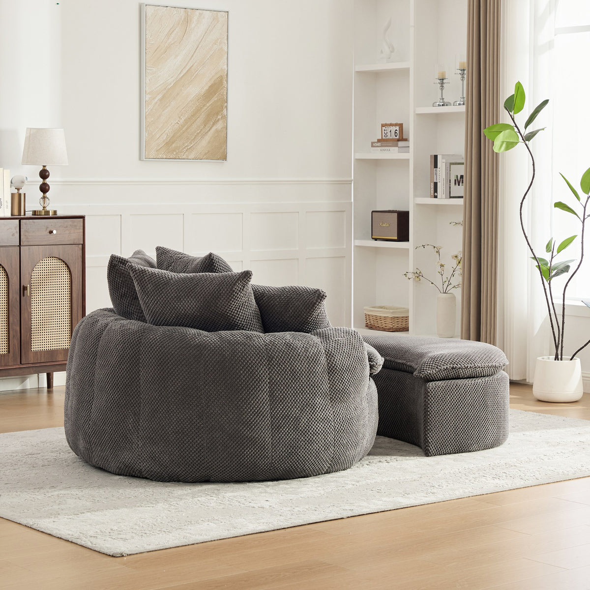 Fabric Boneless Lounge Chair — 1-Seat (Style 2) — Gray
