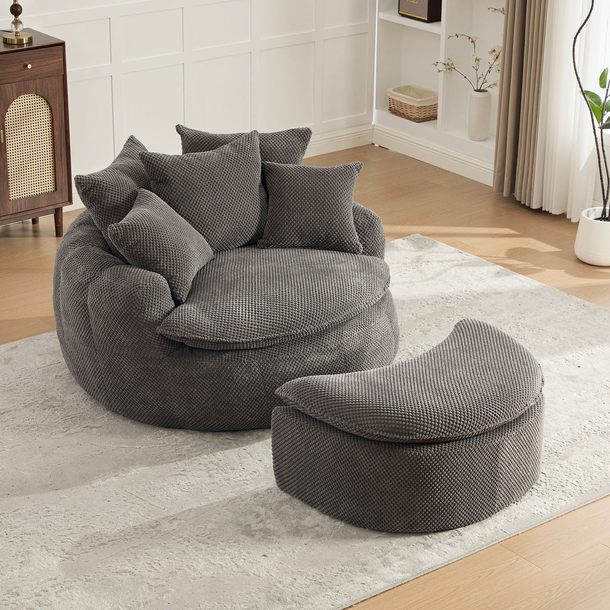 Fabric Boneless Lounge Chair — 1-Seat (Style 2) — Gray