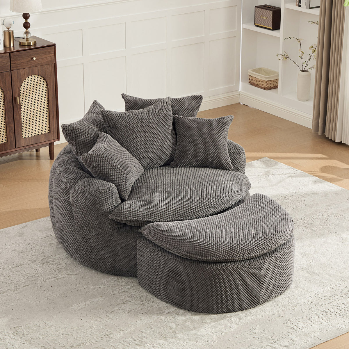 Fabric Boneless Lounge Chair — 1-Seat (Style 2) — Gray
