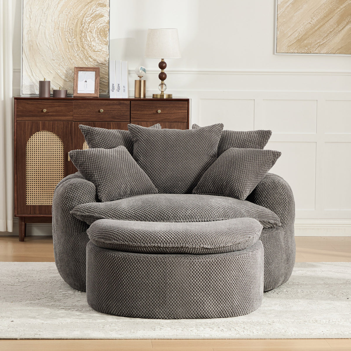 Fabric Boneless Lounge Chair — 1-Seat (Style 2) — Gray