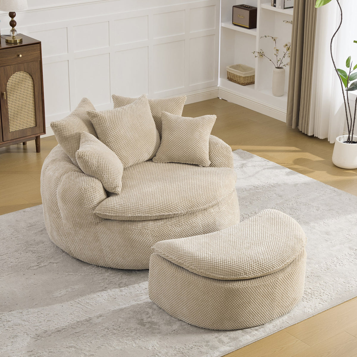 Fabric Boneless Lounge Chair — 1-Seat (Style 2) — Taupe