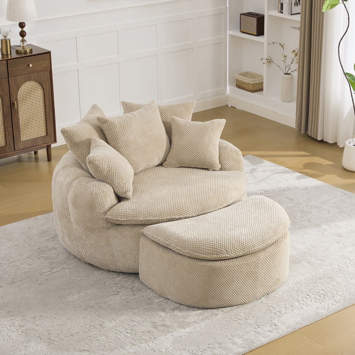 Fabric Boneless Lounge Chair — 1-Seat (Style 2) — Taupe