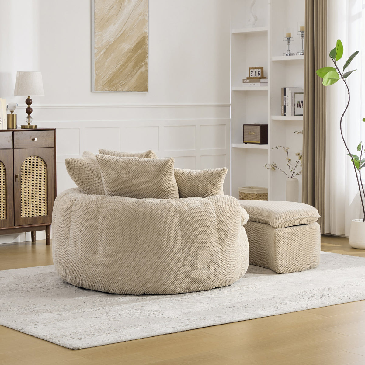 Fabric Boneless Lounge Chair — 1-Seat (Style 2) — Taupe