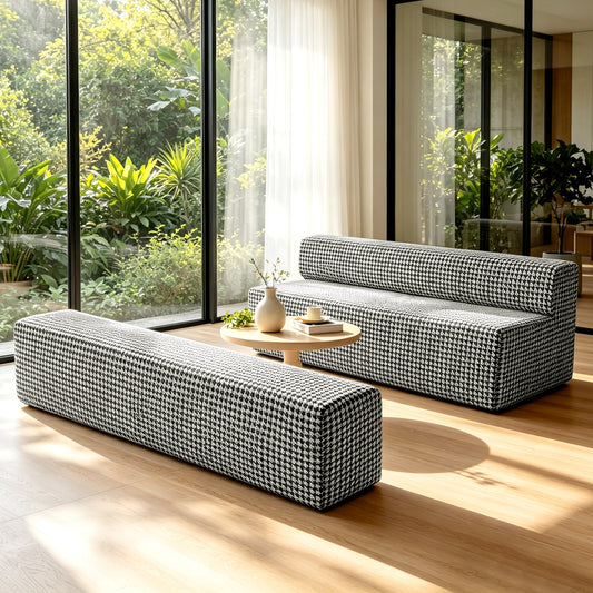 Fabric Boneless Loveseat — 2-Seat — Black White