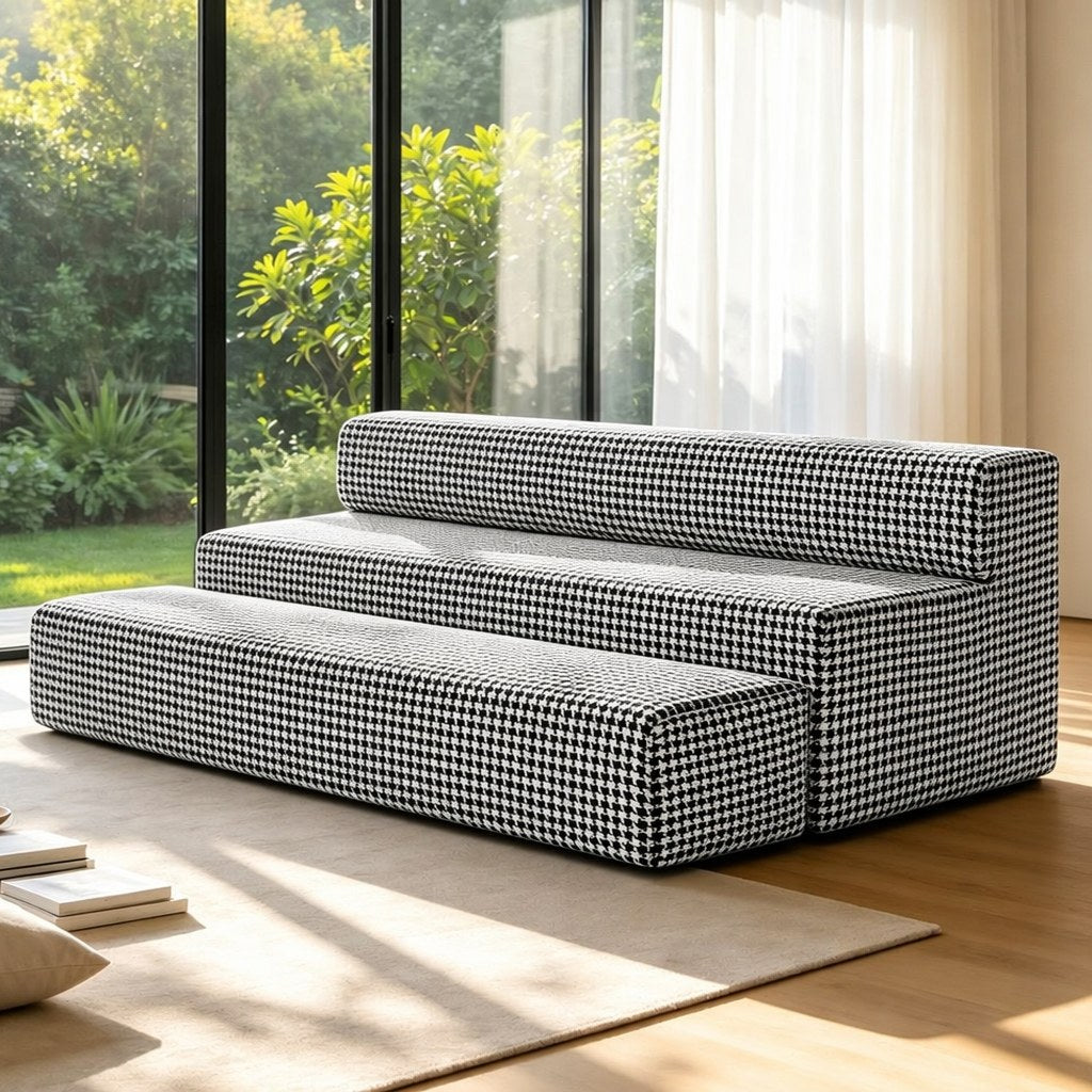 Fabric Boneless Loveseat — 2-Seat — Black White