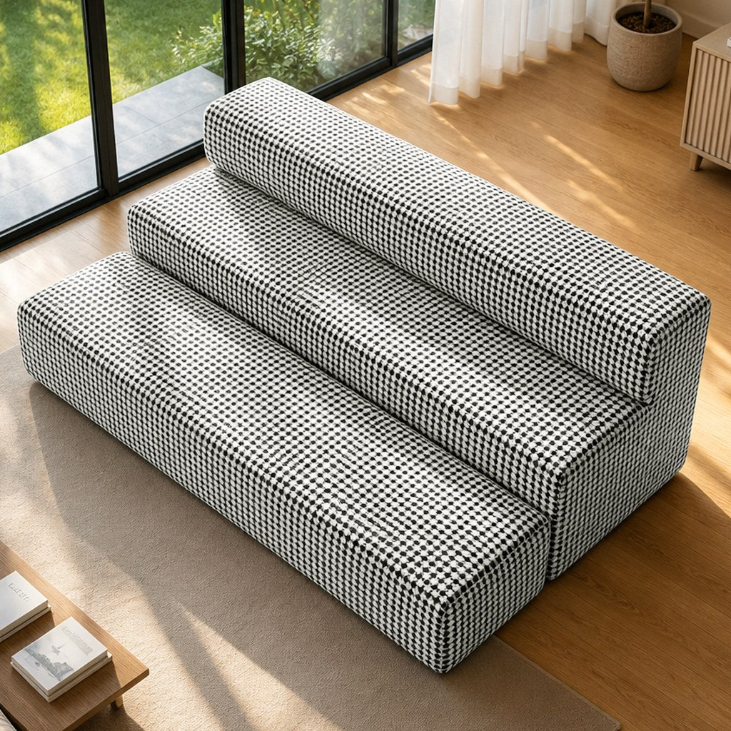 Fabric Boneless Loveseat — 2-Seat — Black White
