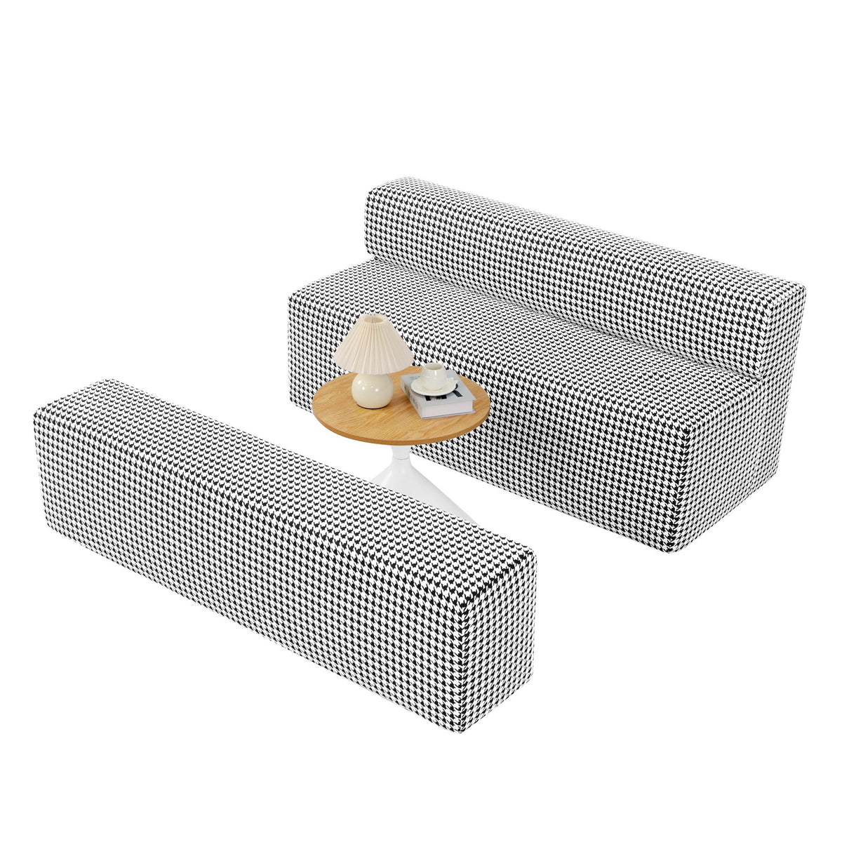 Fabric Boneless Loveseat — 2-Seat — Black White