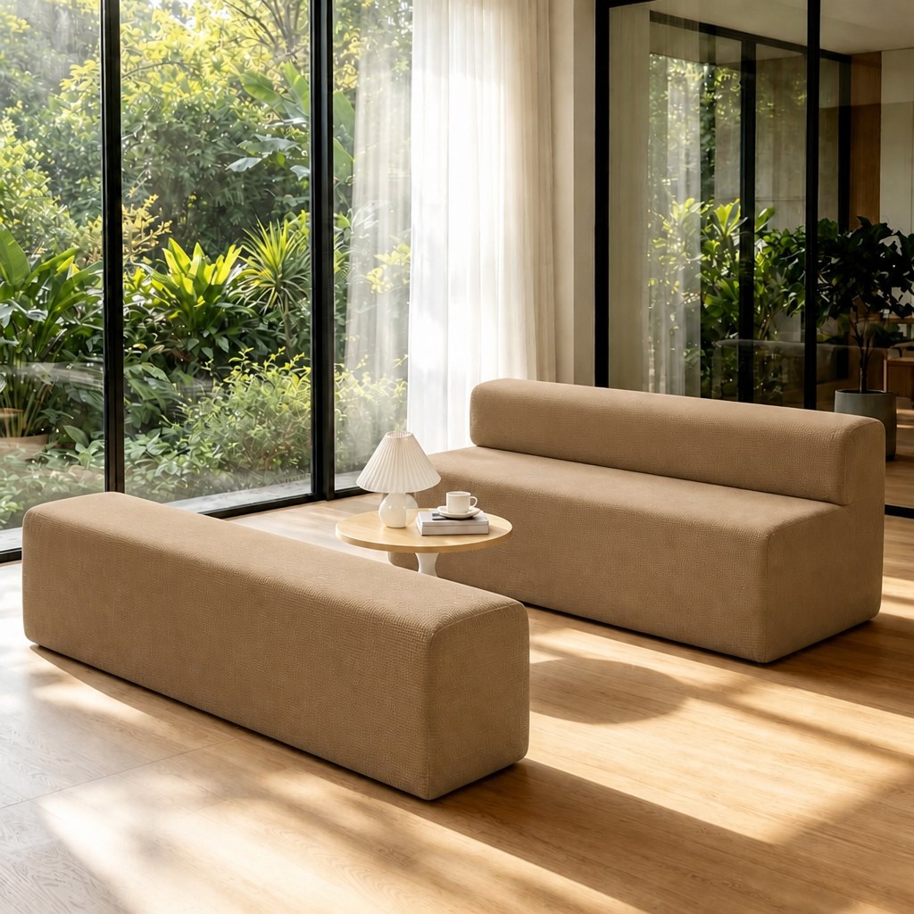 Fabric Boneless Loveseat — 2-Seat — Camel