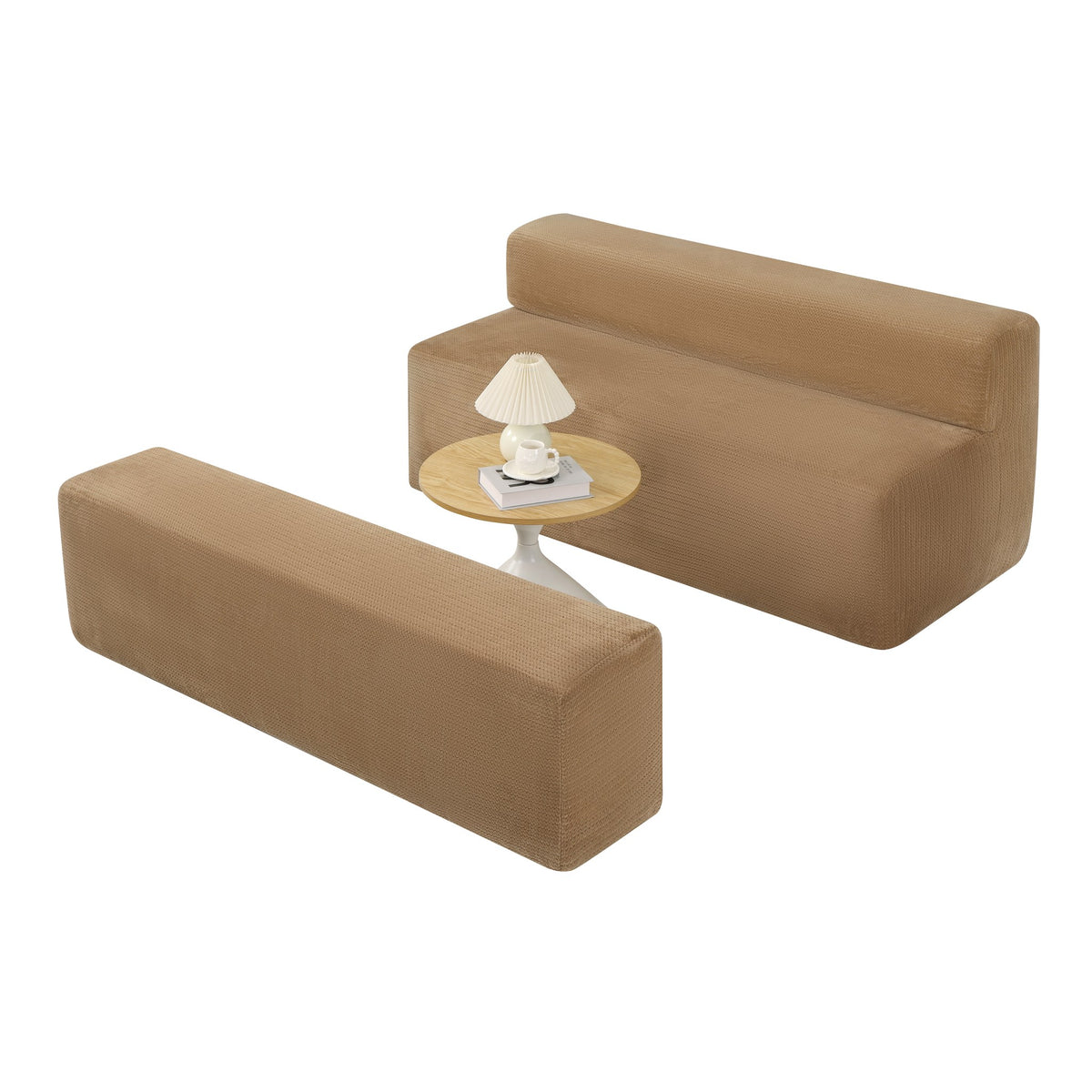 Fabric Boneless Loveseat — 2-Seat — Camel