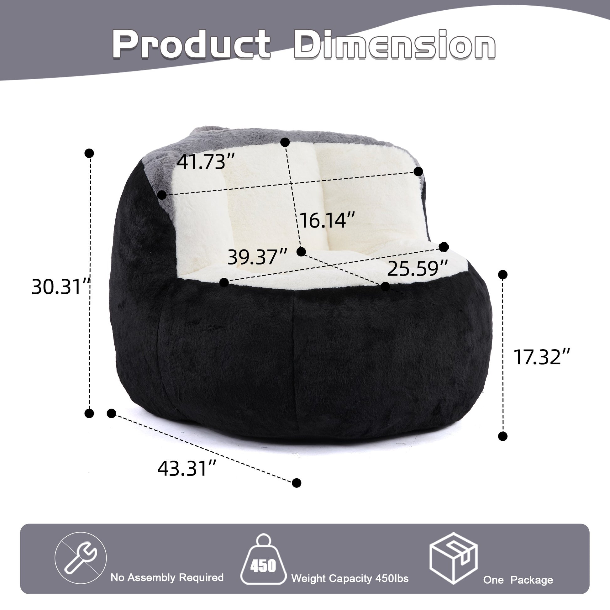 Dimensions: 43.31 in wide, 39.37 in deep, 30.31 in high, 17.32 in seat height, 25.59 in seat depth — Black