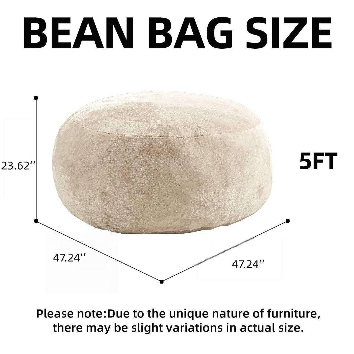 Flannelette Boneless Lounge Chair — 1-Seat — Beige