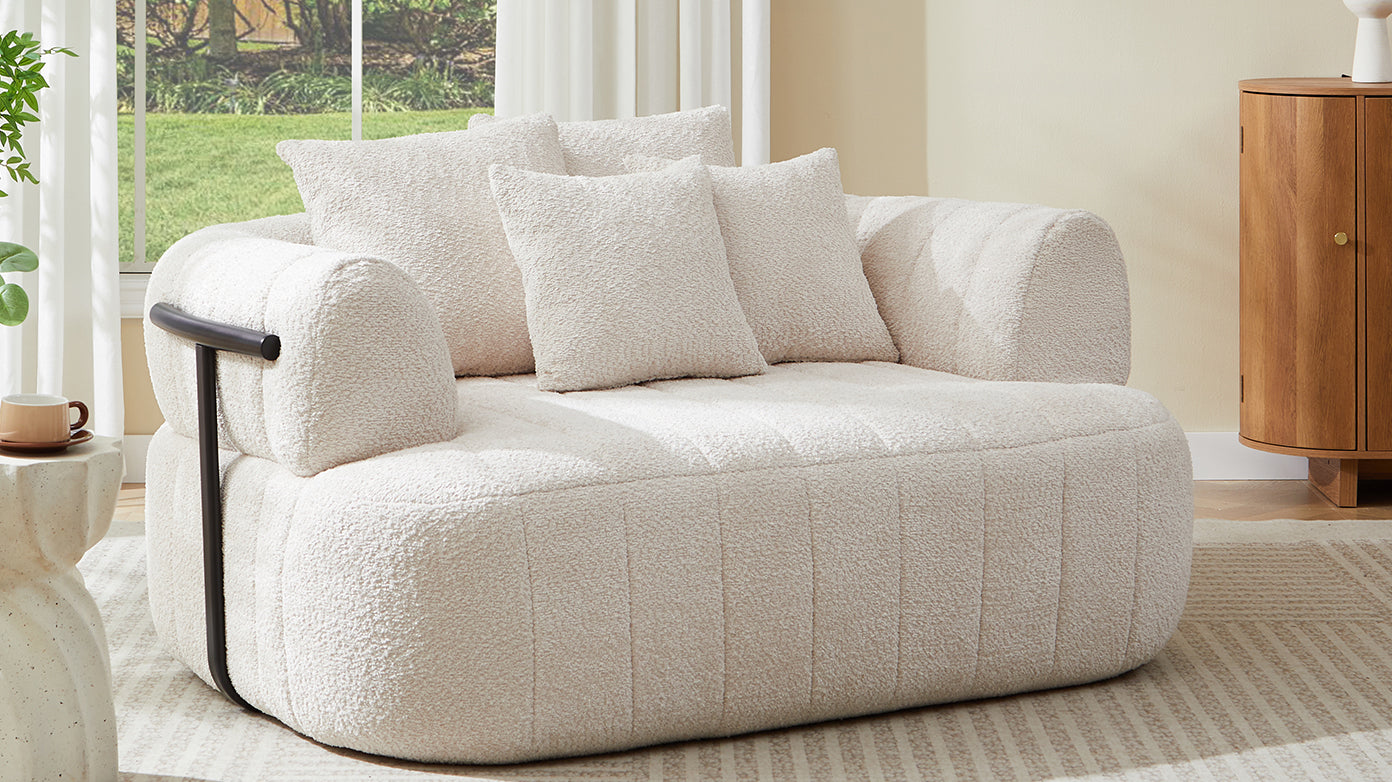 Boucle Boneless Sofa — 1-Seat — Beige