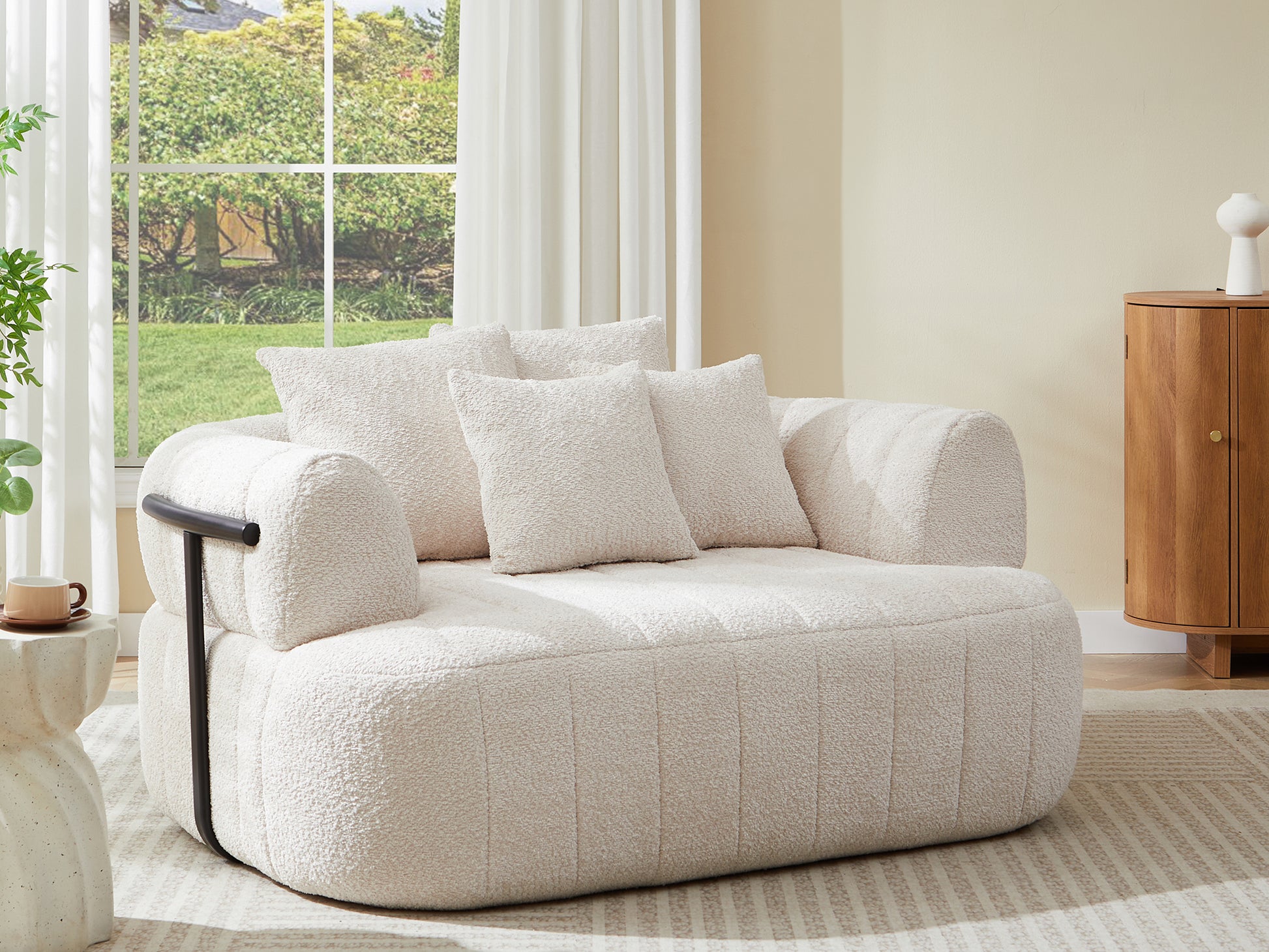 Boucle Boneless Sofa — 1-Seat — Beige