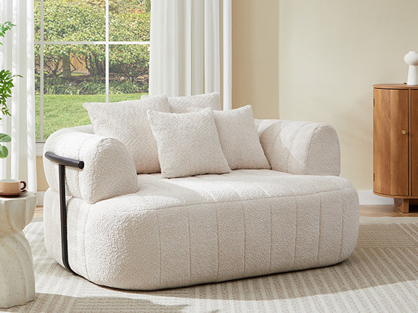 Boucle Boneless Sofa — 1-Seat — Beige