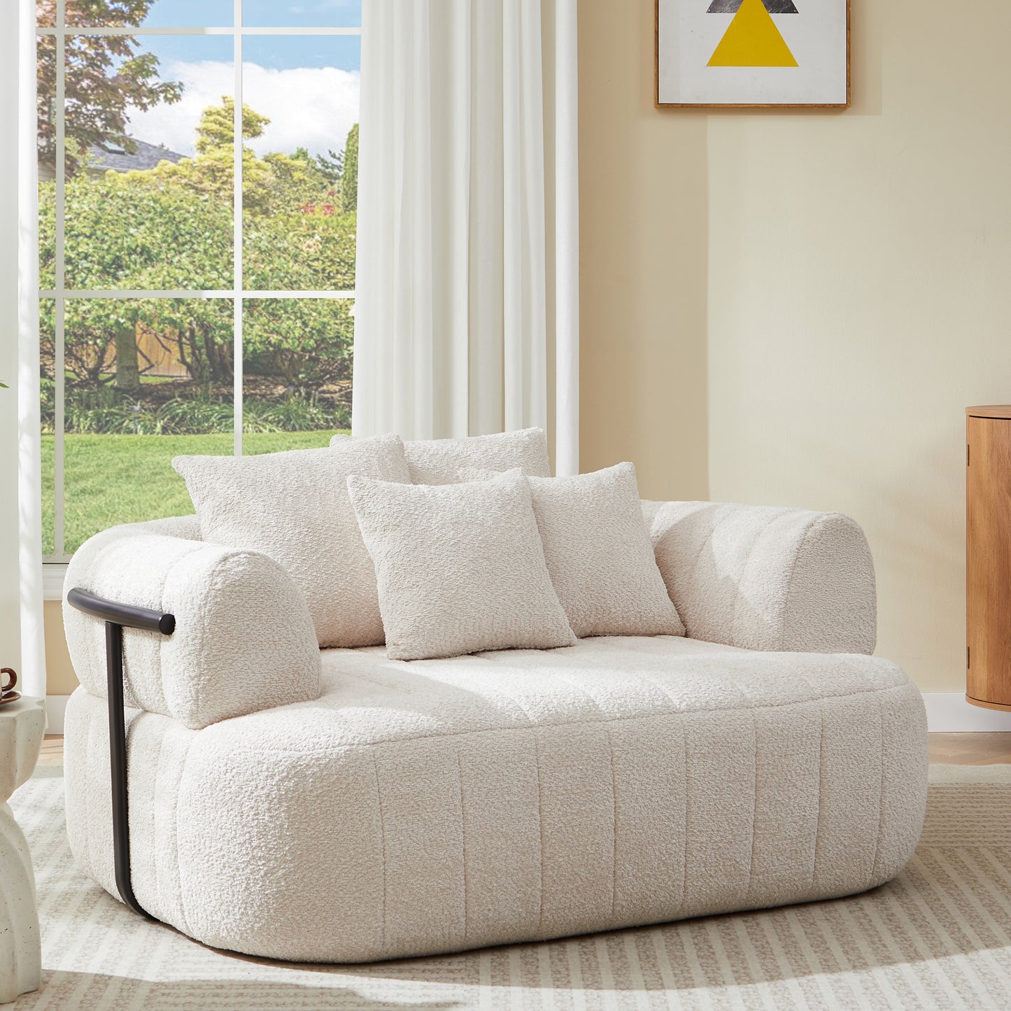 Boucle Boneless Sofa — 1-Seat — Beige