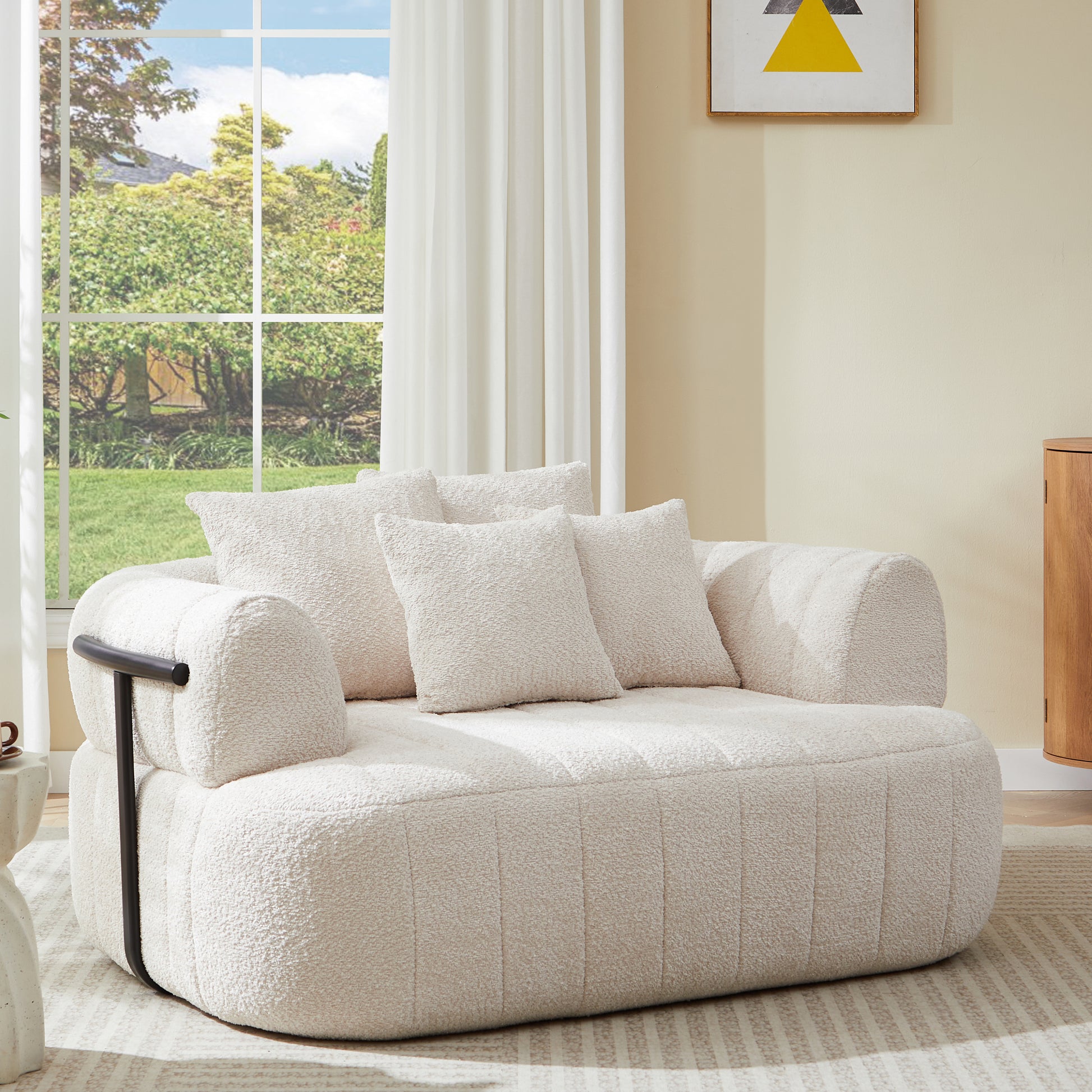 Boucle Boneless Sofa — 1-Seat — Beige