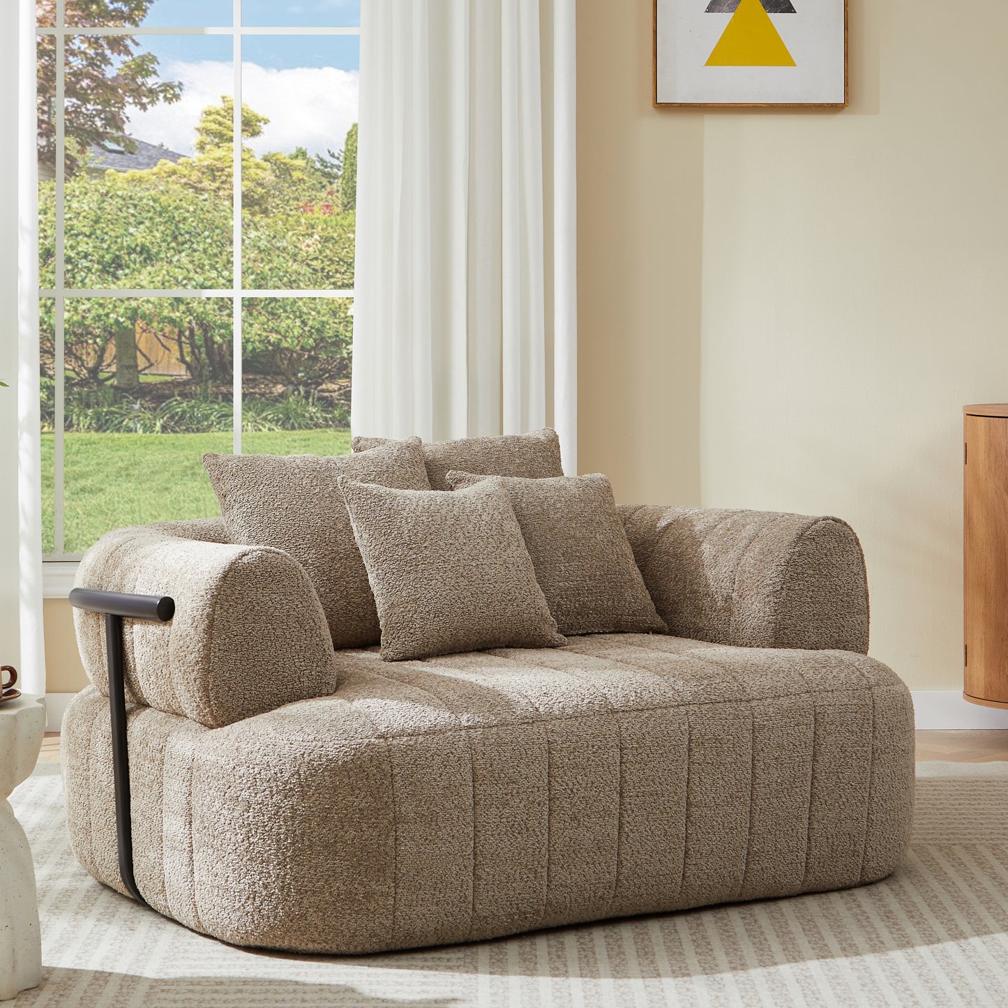 Boucle Boneless Sofa — 1-Seat — Khaki