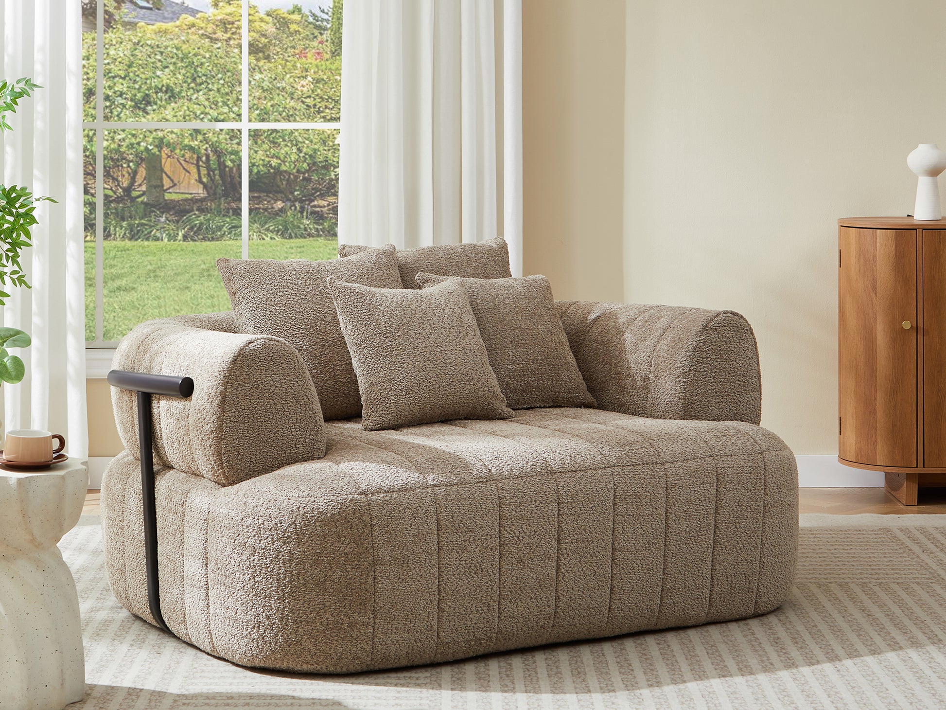 Boucle Boneless Sofa — 1-Seat — Khaki