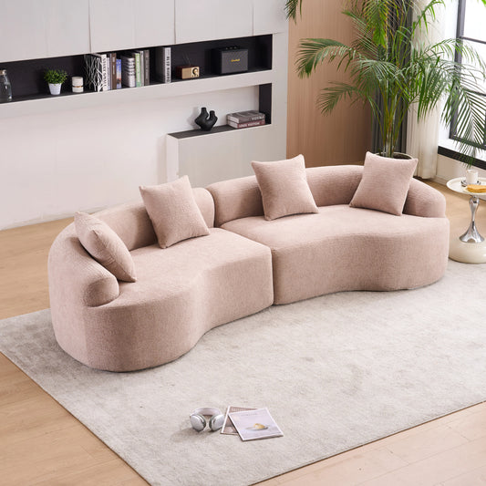 Chenille Spring-Core Compression Sofa — 4-Seat, 110"W — Beige