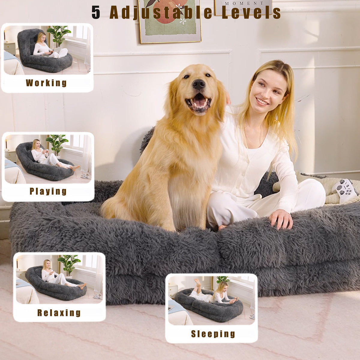 Plush Boneless Couch — 1-Seat — Dark Gray