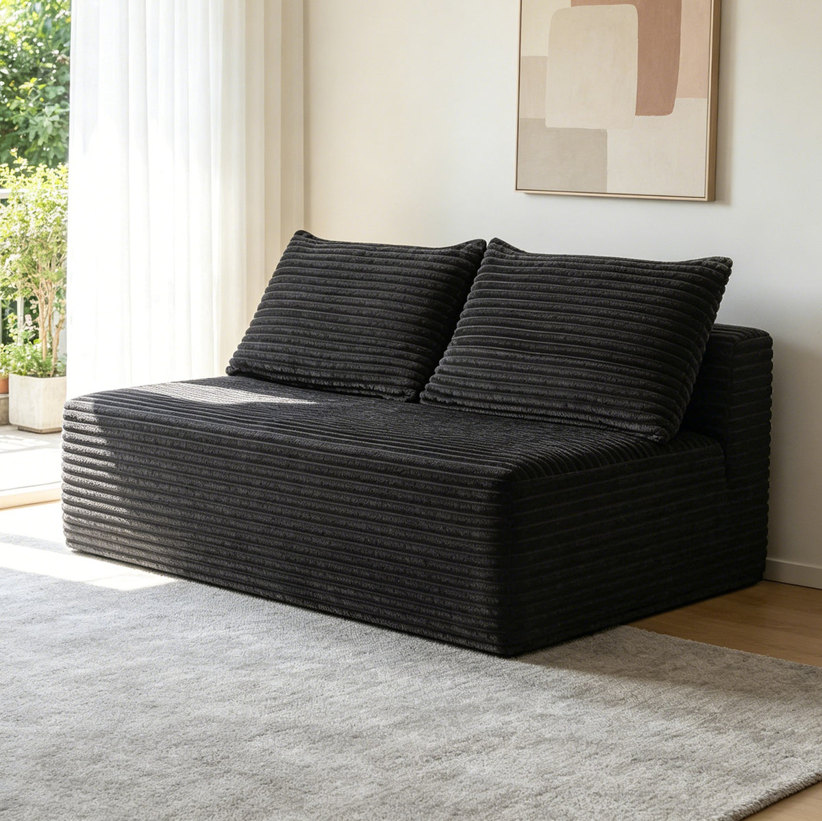 Plush Boneless Loveseat — 2-Seat — Grey