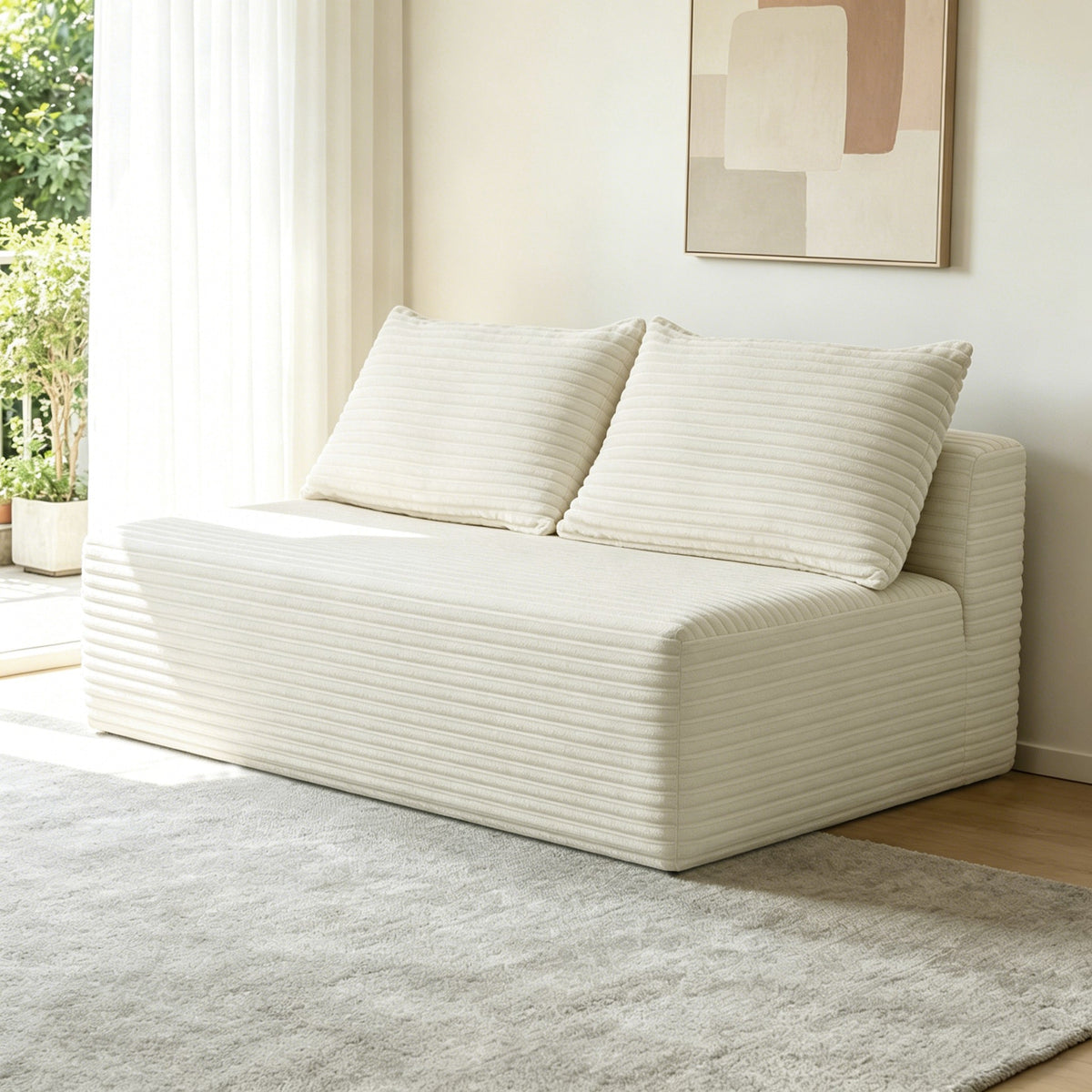 Plush Boneless Loveseat — 2-Seat — White