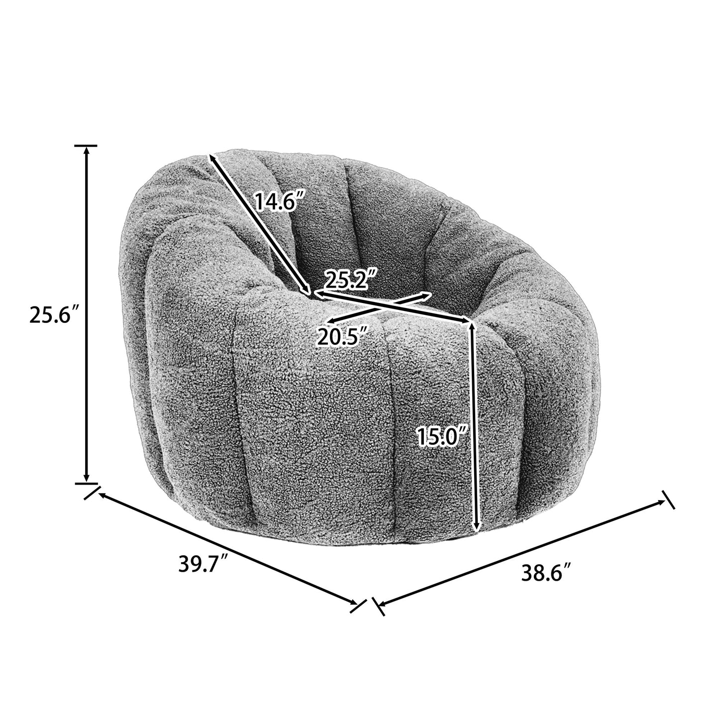 Chair dimensions: 39.7 by 38.6 by 25.6 inches, seat 20.5 by 15 inches — 1-Seat