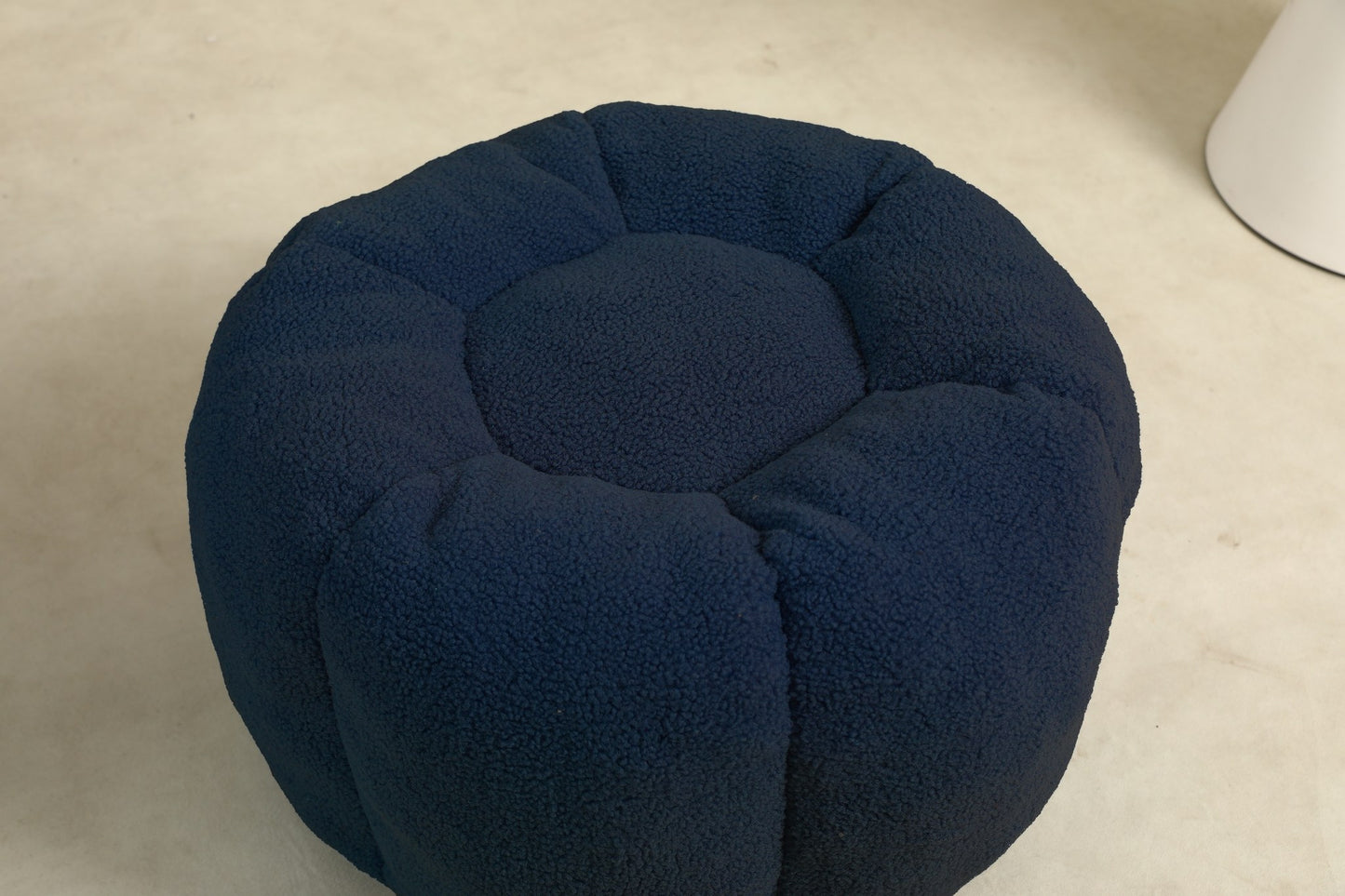 Top view of the matching navy teddy fleece ottoman — Dark Blue / 1-Seat + 1 Ottoman