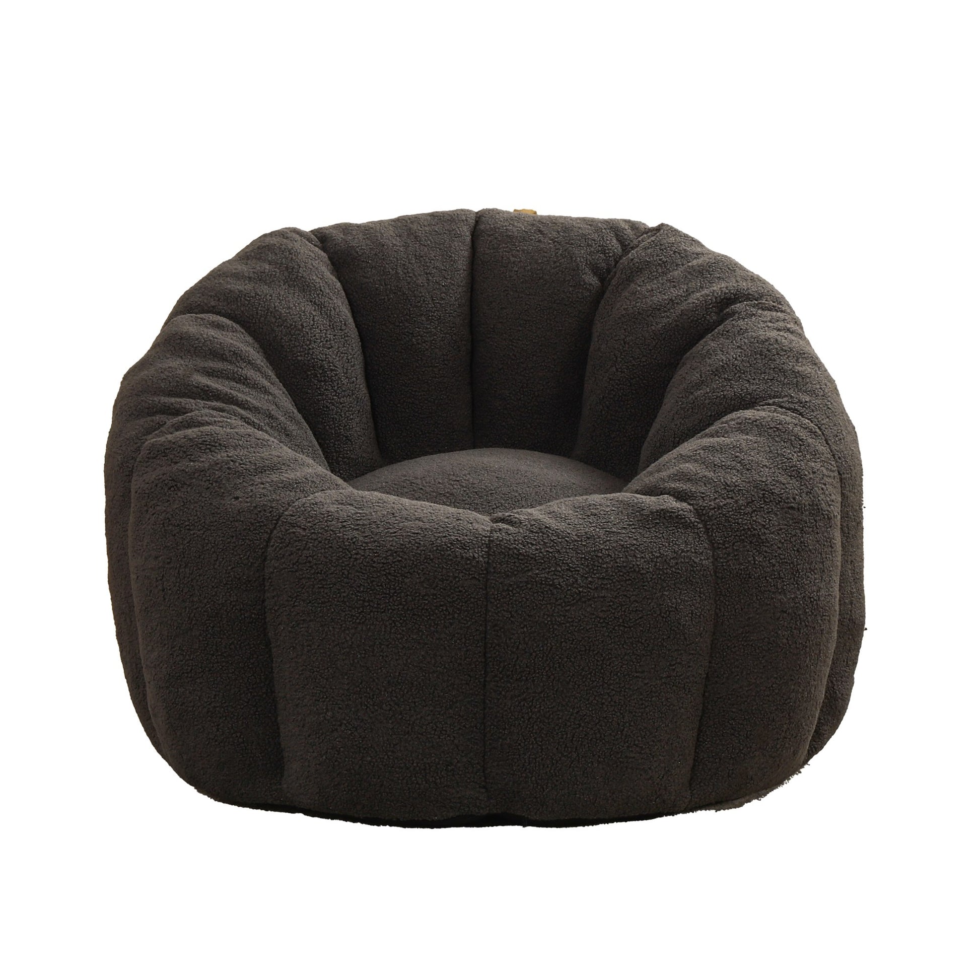 Charcoal teddy fleece accent chair, front three-quarter studio view — Dark Gray / 1-Seat