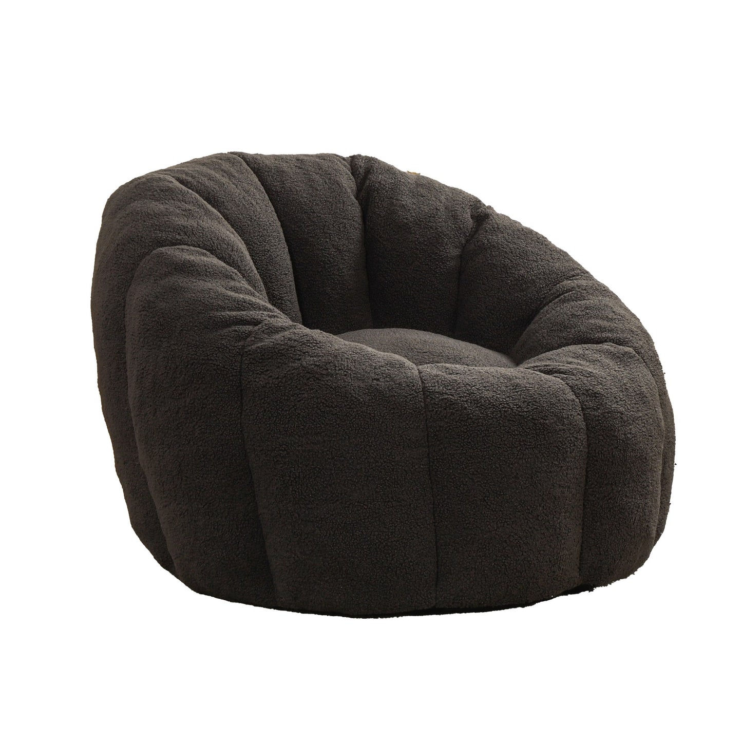 Charcoal teddy fleece accent chair from the side on a plain white background — Dark Gray / 1-Seat