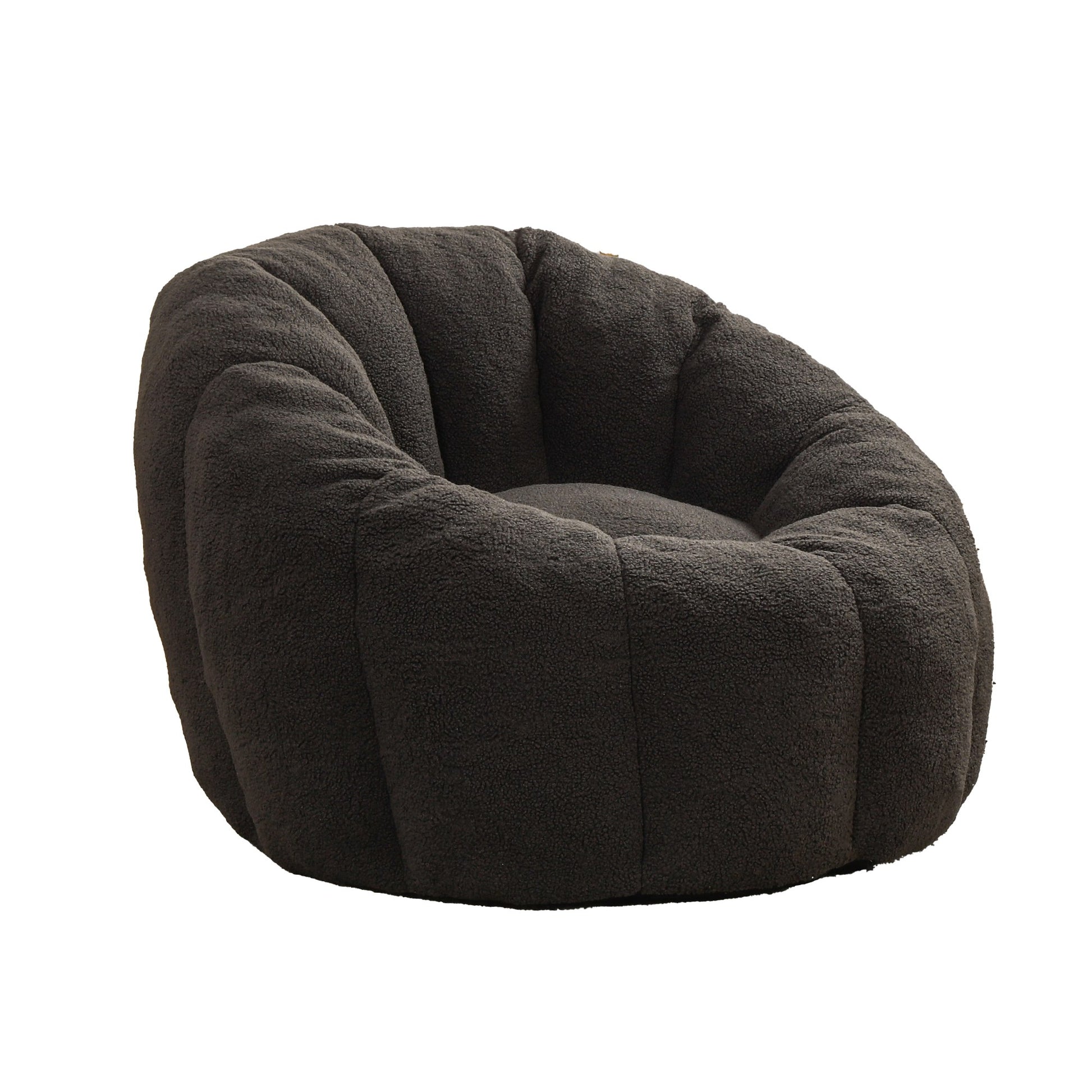 Charcoal teddy fleece accent chair from the side on a plain white background — Dark Gray / 1-Seat