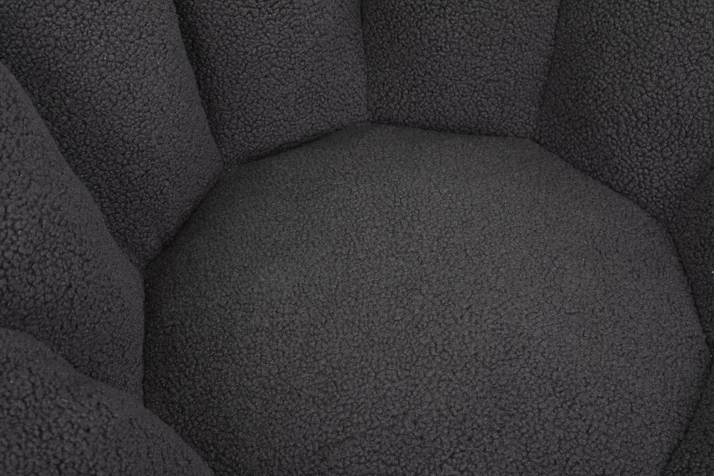 Close-up of the charcoal teddy fleece pile on the seat cushion — Dark Gray / 1-Seat + 1 Ottoman